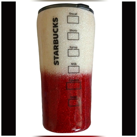 Starbucks Minnie Mouse Travel Tumbler Handmade White/Red Satin Sparkling 24oz 7" - Picture 2 of 5